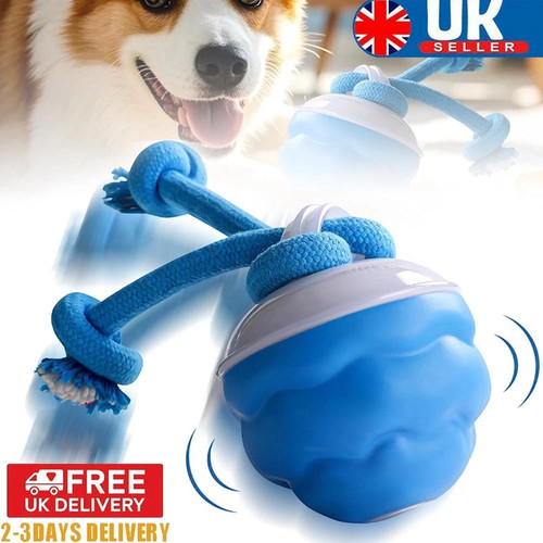 Interactive Dog Toys Ball, Smart Electric Dog Toy with Ropes, Automatic Rolling