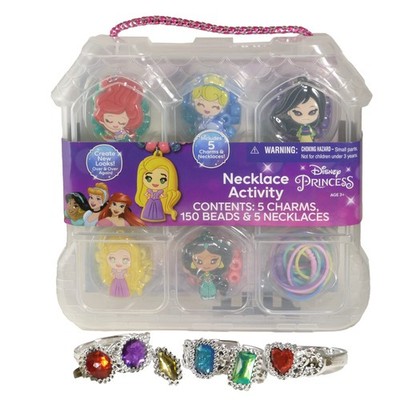 Princess Necklace Making Activity Set Bundle with 6 Assorted Pre-Made Bracelets