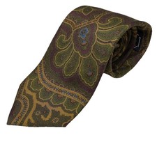 Burberrys Of London Vtg Tie Purple Green Blue Paisley Silk USA Luxury 3.5 56