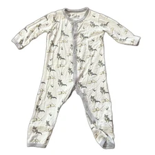 Kyte Baby Bamboo Snap Footie Sleeper White Nocturnal Animal Print Size Newborn