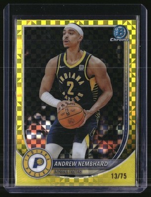 2025-26 Bowman #BCV-163 Andrew Nembhard Chrome Yellow X-Fractors #/75