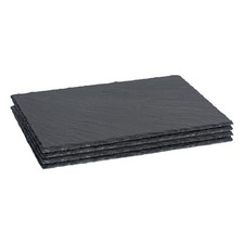 Image of Argon Tableware Rectangle Slate Placemats - 30 x 20cm - Pack of 4, Black