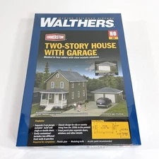 Walthers Cornerstone Two Story House with Garage Kit HO Scale New Sealed