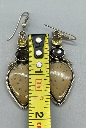 Orecchini pendenti vintage Southwestern multi pietre preziose in argento sterling - Foto 7 di 9