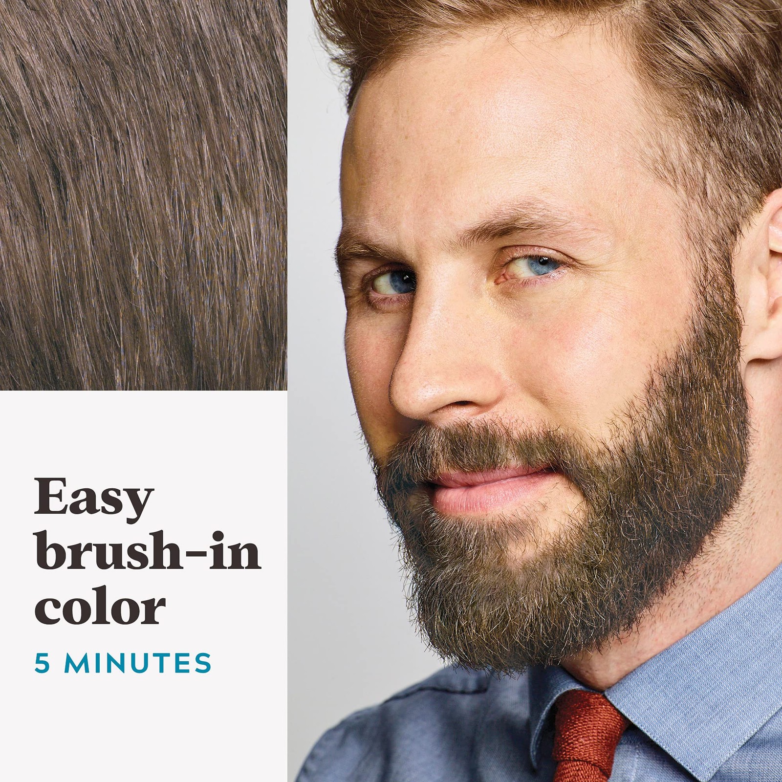 Mustache & Beard, Beard Coloring for Gray Hair with Brush, with Keratin Bioti...