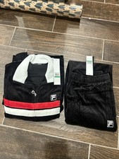 fila velour suit size large black red white new