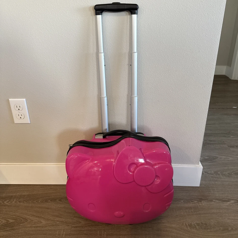 Hello Kitty Suitcase Pink 3D Sanrio Hardshell Rolling Bag Luggage - Image 4 of 4