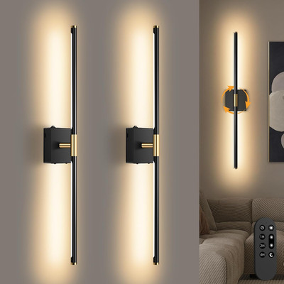 Wall Sconces Set of 2 Battery Operated, Wireless USB Rechargeable Wall Lights wi