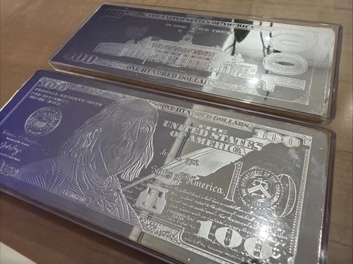 4 OZ .999 SILVER PROOF BAR BEN BENJAMIN FRANKLIN $100 SILVER BAR W/COA