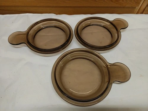 Lot of (3) Pyrex Glass V-150-C Grab It Lid Amber Fireside LID ONLY