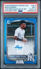 BOWMAN CHROME MEGA BOX CHROME PROSPECTS AUTO MANI CEDENO 103/150 PSA 7 AUTO 10