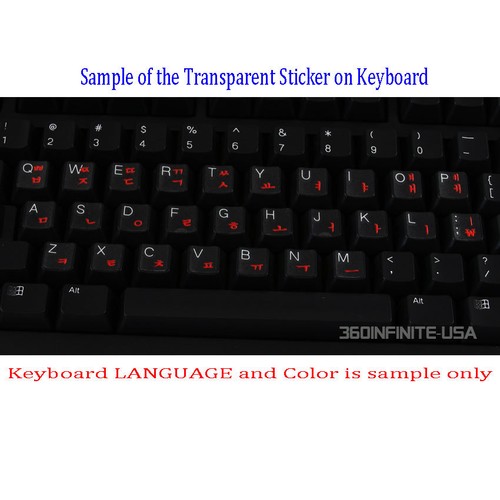 GERMAN Transparent Keyboard Sticker laptop desktop RED BLACK WHITE - Afbeelding 1 van 8