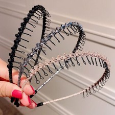 Women Girls Fashion With Teeth Iron Crystal Beaded Headband Headwear Hair Band