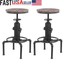 ikayaa 2pcs metal industrial bar stool height adjustable dining chair w/footrest
