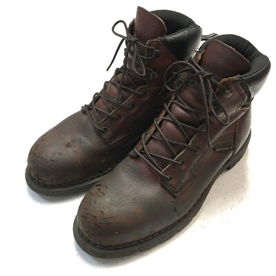 Red Wing Steel Toe Work Boots 2226 Dyna Force Men 10 Lace Up Ankle Brown Leather