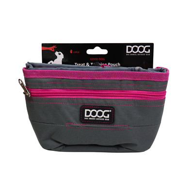 DOOG Dog Treat Training Pouch Gray Pink Large w/ 20 Poop Bags Pet Walking Bag