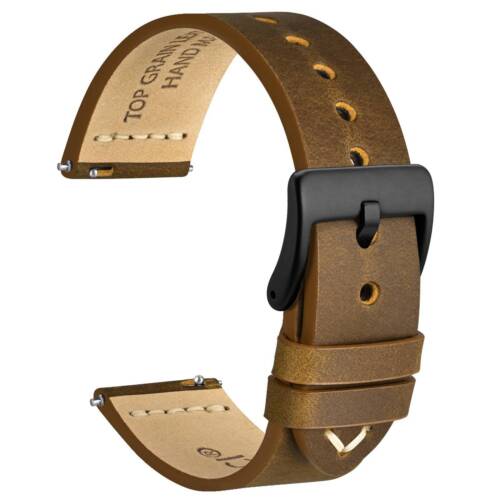 Correa de reloj de cuero de grano superior WOCCI 17 18 19 20 21 22 24 26 mm para hombre - Imagen 56 de 115
