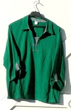 Damenshirt Shirt mit Kragen 3/4 Arm  grün Ei...