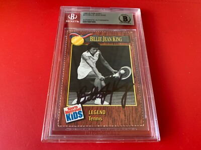 Billie Jean King Tennis HOF 1990 S.I. for Kids Card Signed Auto Beckett ...