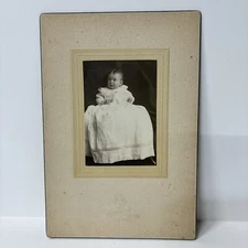 Vintage Cabinet Card Photo Baby Fluffed Out White Dress Lipp Studio Philadelphia