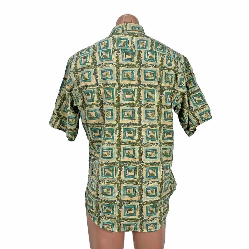 Camisa de Campamento Hawaiana Neiman Marcus Años 80 De Colección Hombres M Abstracta Aguja Única Rayón Foto 2 de 4