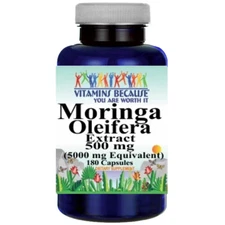 Moringa Oleifera Extract 5000mg - 180 capsules by Vitamins Because