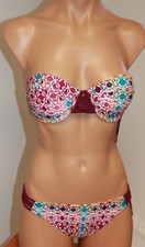 NWT Hula Honey Swimsuit Bikini Bandeau 2 piece Set Sz L Wine Strapless