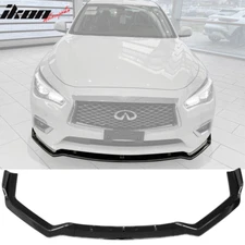 Fits 18-24 Infiniti Q50 Sport Gloss Black Front Bumper Lip Spoiler Splitter 3PC