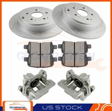 2X Brake Rear Calipers / Rotors and 4x Ceramic Pads For 2003-2008 Honda Pilot
