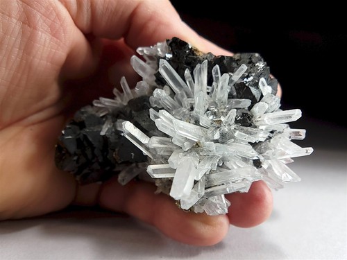 Needle Quartz & Sphalerite Crystal Cluster with Pyrite - Picture 3 of 11