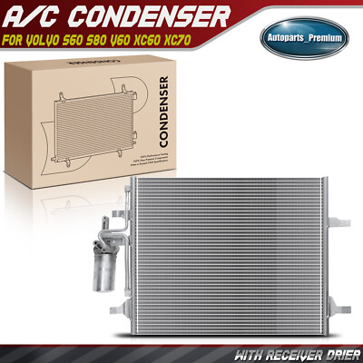 AC Condenser w/ Receiver Drier for Volvo S60 2011-2018 S80 15-16 V60 XC60 XC70