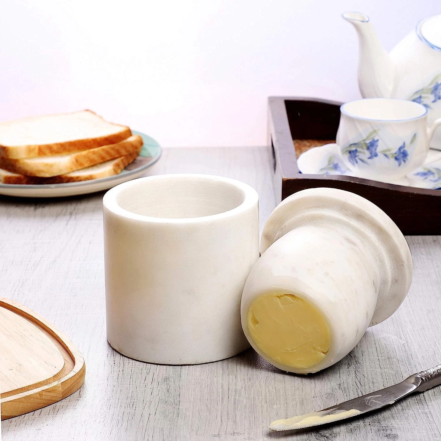Handmade Unique Marble Stone Butter Keeper Butter Storage Canister Pack of 1 Pcs