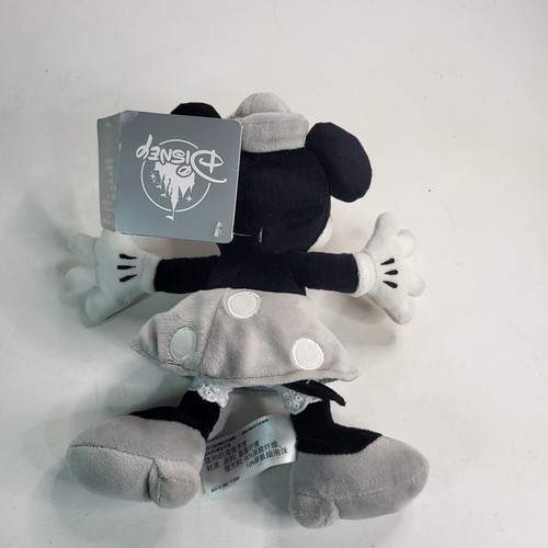DISNEY PARKS MINNIE MOUSE NERO-GRIGIO 7" PELUCHE BAMBOLA IMBOTTITA GIOCATTOLO NUOVO CON ETICHETTE - Foto 3 di 4