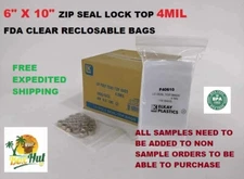6x10 Clear Elkay Plastic LK 4Mil Zip Seal Lock Top Reclosable Poly Bags 4 Mil