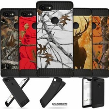 For Pixel 3 XL Camo Case TPU Carbon Fiber Texture Flexible Cover