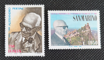 ITALY - San Marino 2 Sandro Pertini stamps new as photo