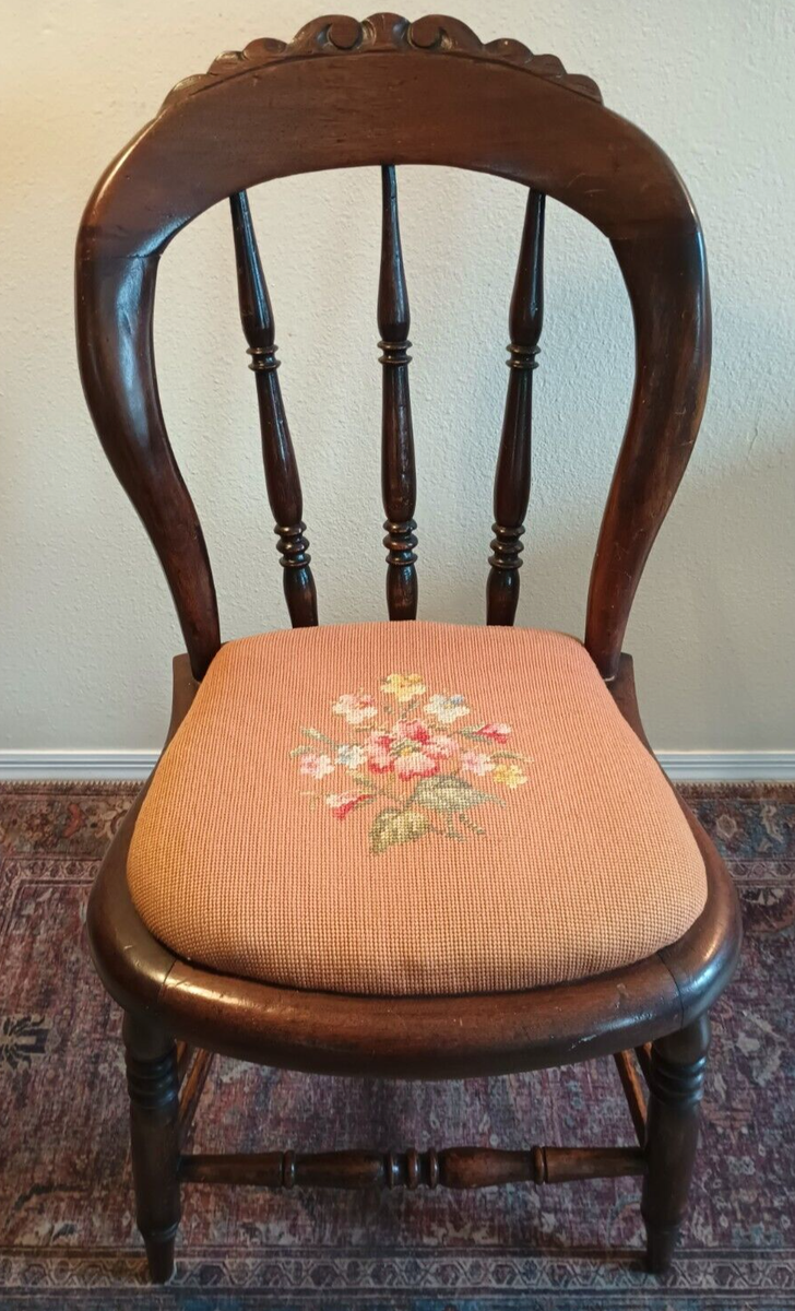 Vintage Needlepoint Chairs Victorian Style Vintage Floral Needlepoint