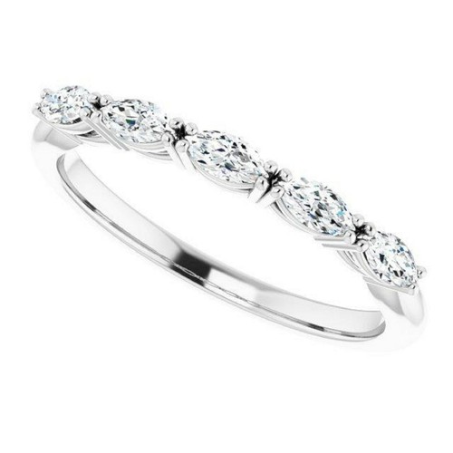 0.50 ct. Marquise Diamond, East-West Set Wedding Band 14K White Gold - Picture 5 of 10