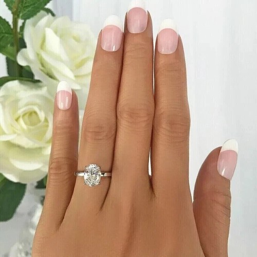 14k White Gold 2Ct Oval Cut IGI GVS Certified Lab Grown Diamond Solitaire Ring - Picture 10 of 16