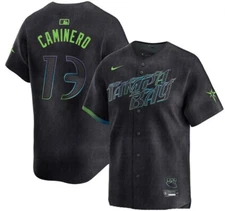 Junior Caminero #13 Rays Men's Black Art City Connect Replica Jersey