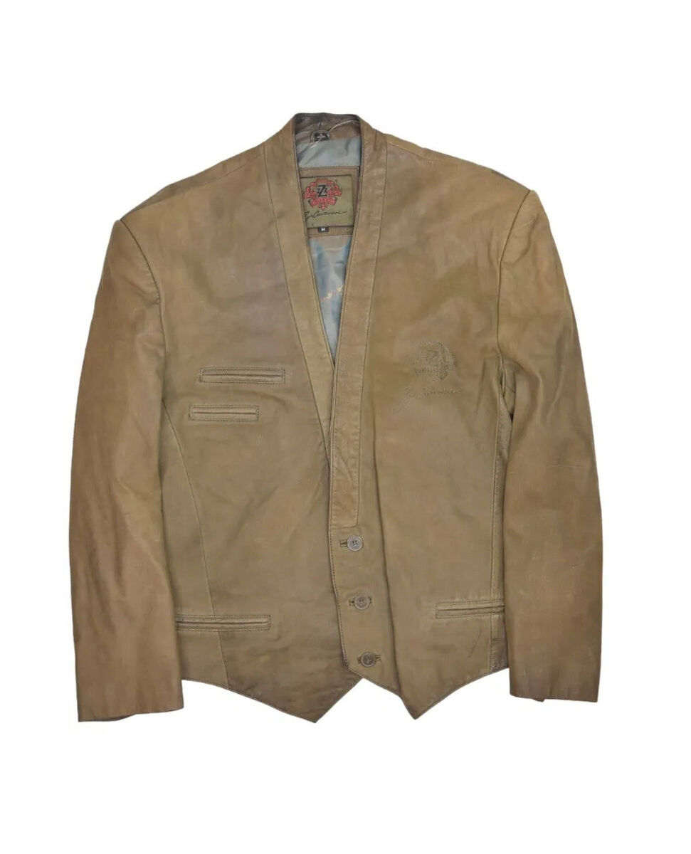 Vintage Z Cavaricci Leather Jacket Mens M Brown Blazer Coat Vintage Z Cavaricci Leather Jacket Mens M Brown Blazer Coat