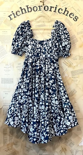Free People Selkie French Ritz Midi Floral Dress Ruffle Buckingham Blue M NWT - Picture 5 of 8