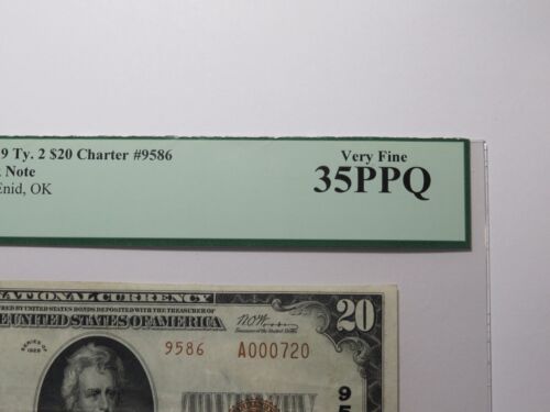 $20 1929 Enid Oklahoma OK National Currency Bank Note Bill Ch #9586 VF35PPQ PCGS - Picture 3 of 6
