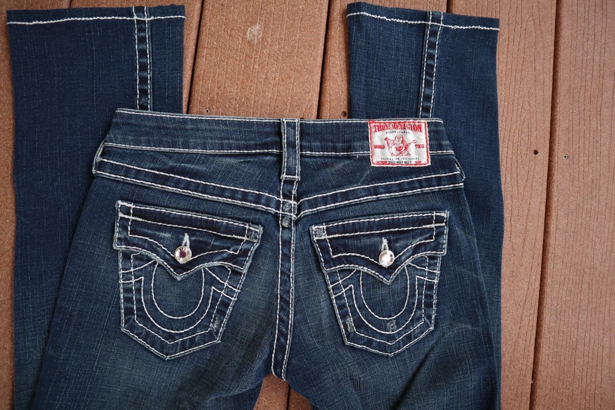 Blue TRUE RELIGION Disco Billy Big T Lightly Distressed Boot