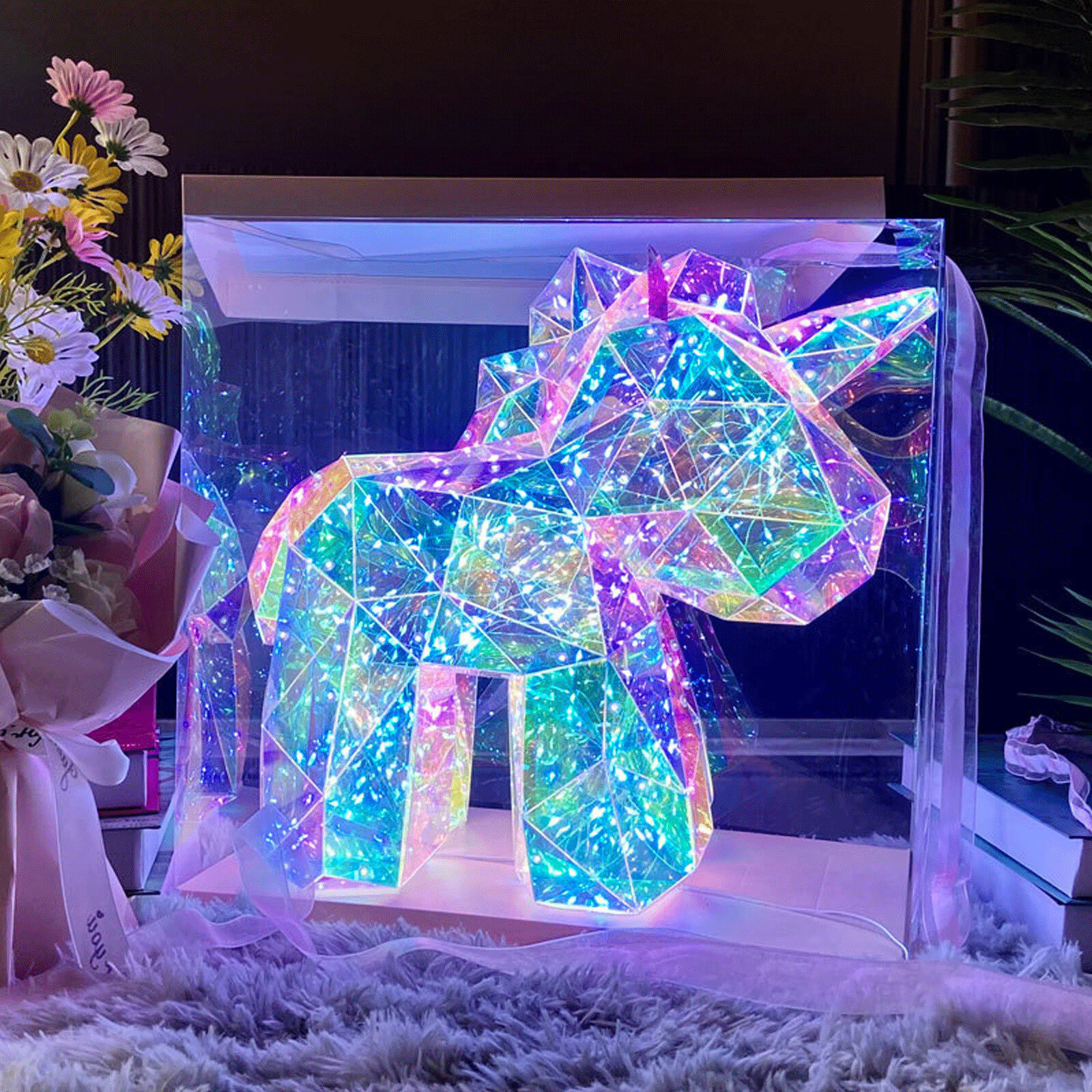 Holographic RGB LED Lights Interactive Night Light Sparkle Bear Forever