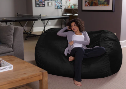 Giant Black Bean Bag Chair Adult Oversized Dorm Lounger 6ft Suede Extra large - Picture 13 of 24