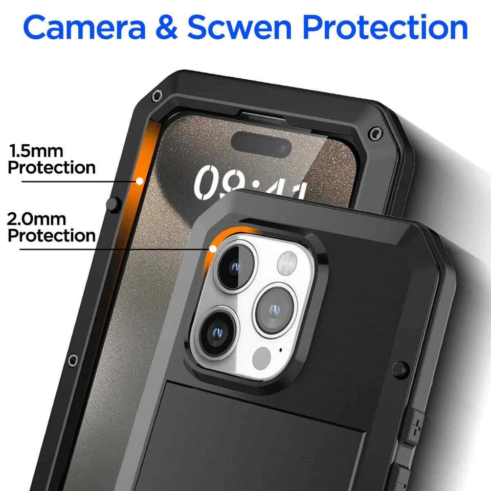 Heavy Duty Protection Armor Metal Case for iPhone 16 15 14 13 12 11 Pro Max XR 8 - Image 4 of 4