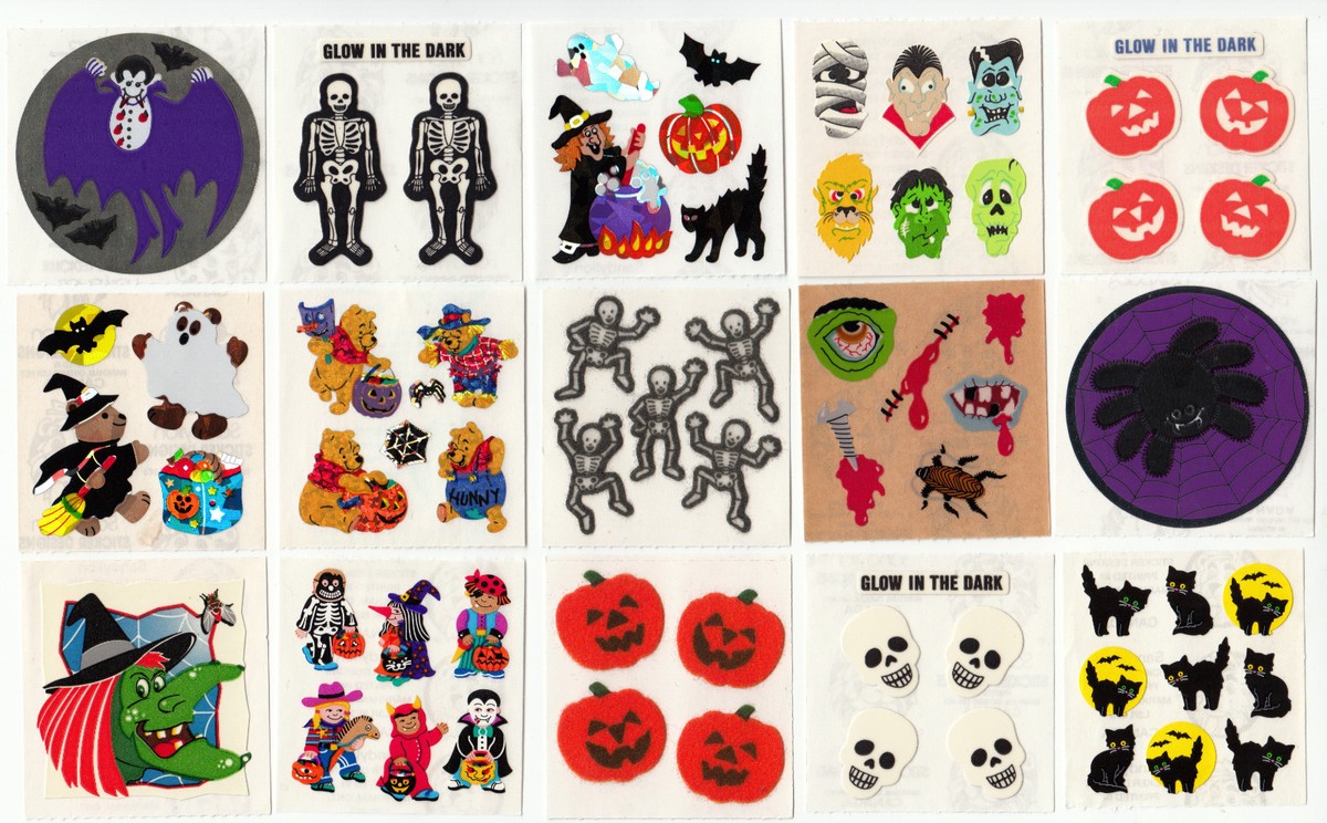 Maxi 蓄光ハロウィンGLOW IN THE DARK サンディライオンシール Vintage Sandylion Halloween Glow in the Dark Fuzzy Stickers