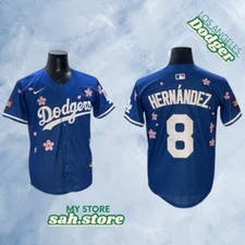 Los Angeles Dodger #8 Kike Hernandez Blue TokyoSeries Cool Men's Stitched Jersey