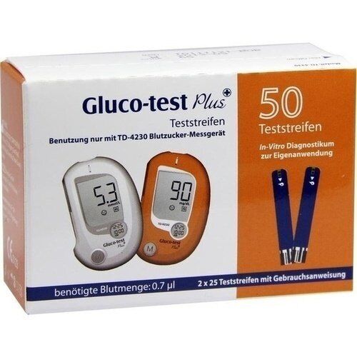 GLUCO TEST Plus Blutzuckerteststreifen, 50 St - Bild 1 von 1